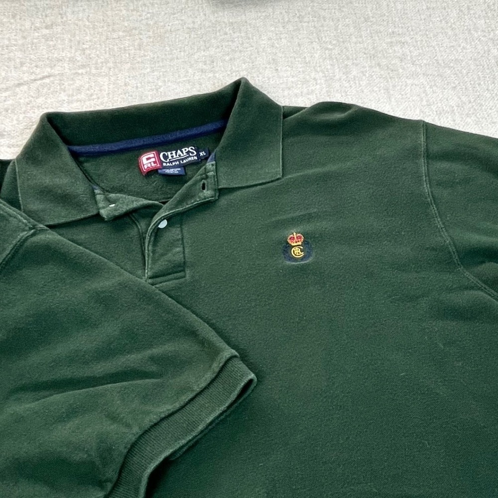Chaps Ralph Lauren Mens Green Short Sleeve Pique Polo Shirt XL Embroidered Crest - Picture 6 of 6